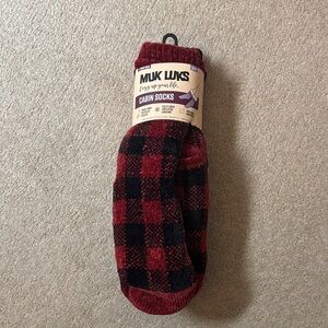Muk Luks Plaid Cabin Socks in Red and Black